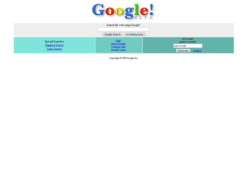 Google's homepage 1998–1999